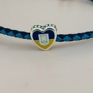 Ukraine Flag Charm Exclusive Heart Bead Charm